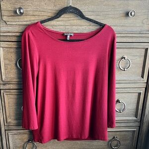Eileen Fisher Rich Red Long Sleeve Top Size Large
